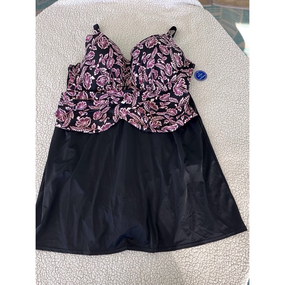 Swim Dress Plus Size 28 Swimsuit for All Suit Skirt Padded Bra One Piece - Picture 8 of 16